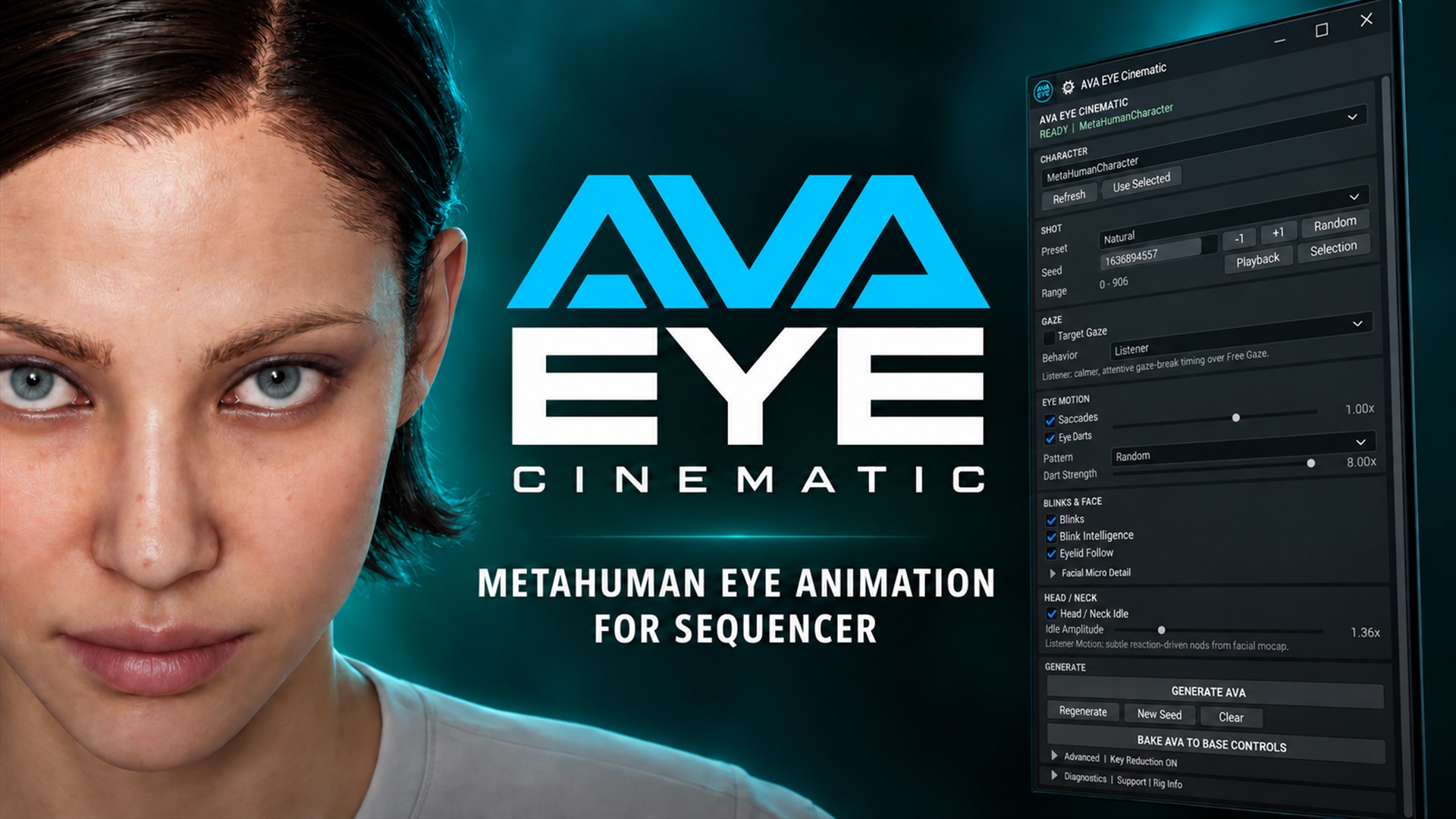 AVA EYE Cinematic — анімація очей MetaHuman для Sequencer